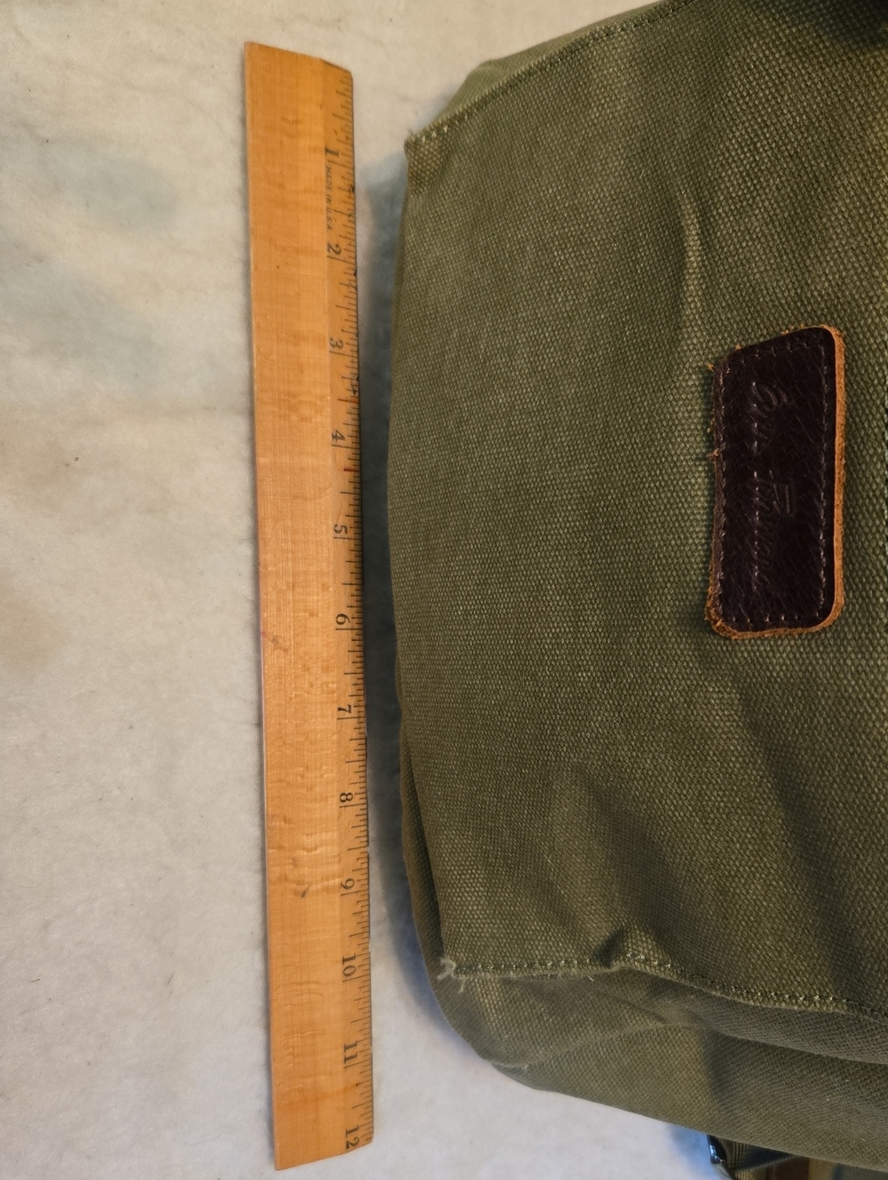 Ever Forward Green Canvas Back Pack Bag with Leather Accent